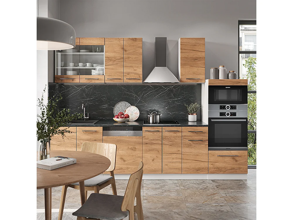 Cuisine chêne doré/blanc 300x60x81.6 fame-line