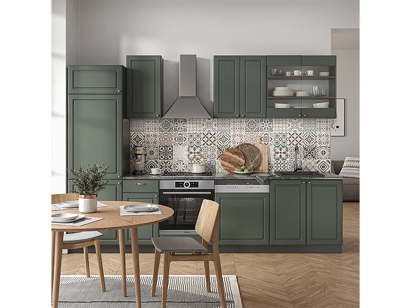 Cuisine vert et or campagne/anthracite 300x60x81.6 fame-line