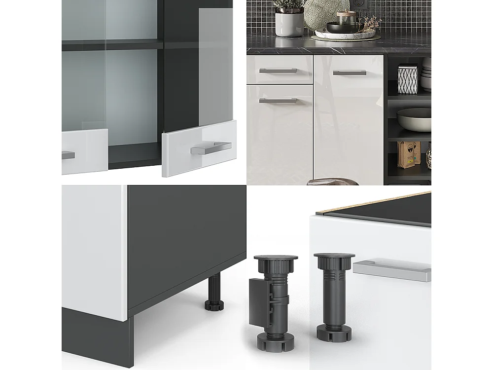 Mueble de cocina blanco brillo/antracita 240x60x81.6 r-line