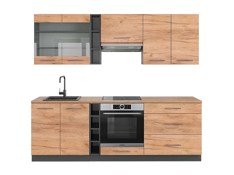 Mueble de cocina oro power roble/antracita 235x60x81.6 fame-line