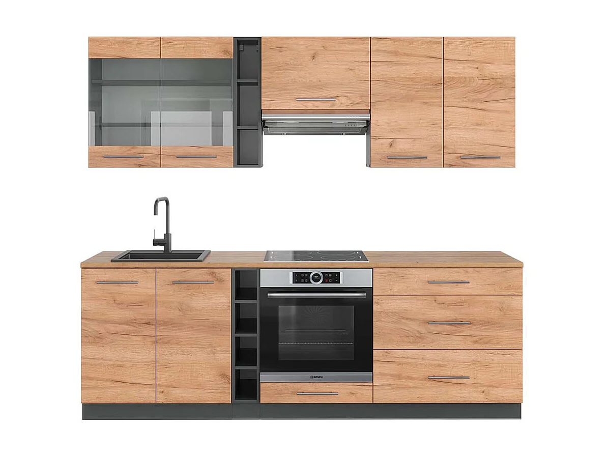 Mueble de cocina oro power roble/antracita 235x60x81.6 fame-line