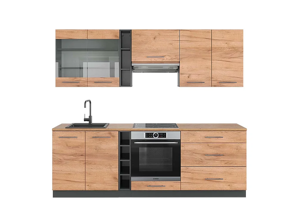 Cuisine chêne doré/anthracite 235x60x81.6 fame-line