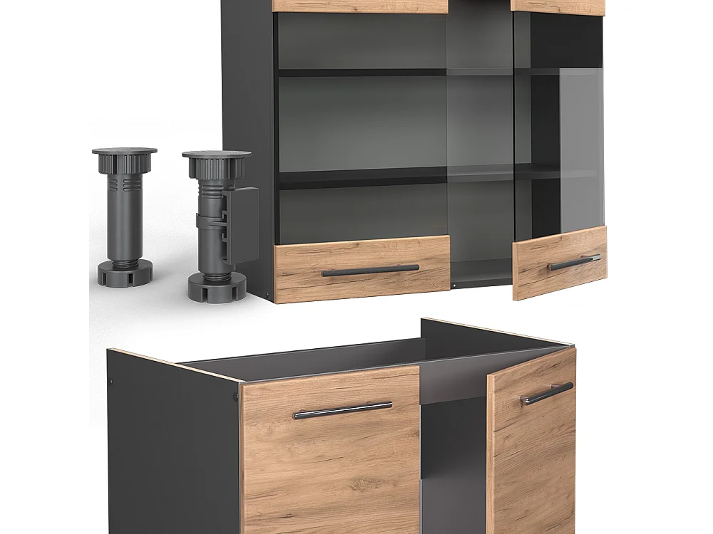 Cuisine chêne doré/anthracite 235x60x81.6 fame-line