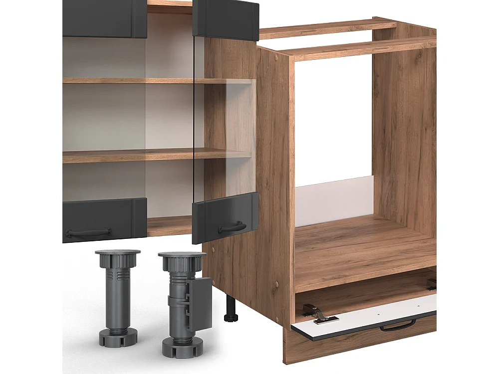 Küchenzeile dunkelgrau 355x46x81.6 fame-line