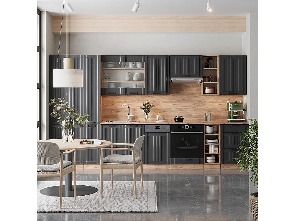 Køkkenrække mørkegrå 355x46x81.6 fame-line