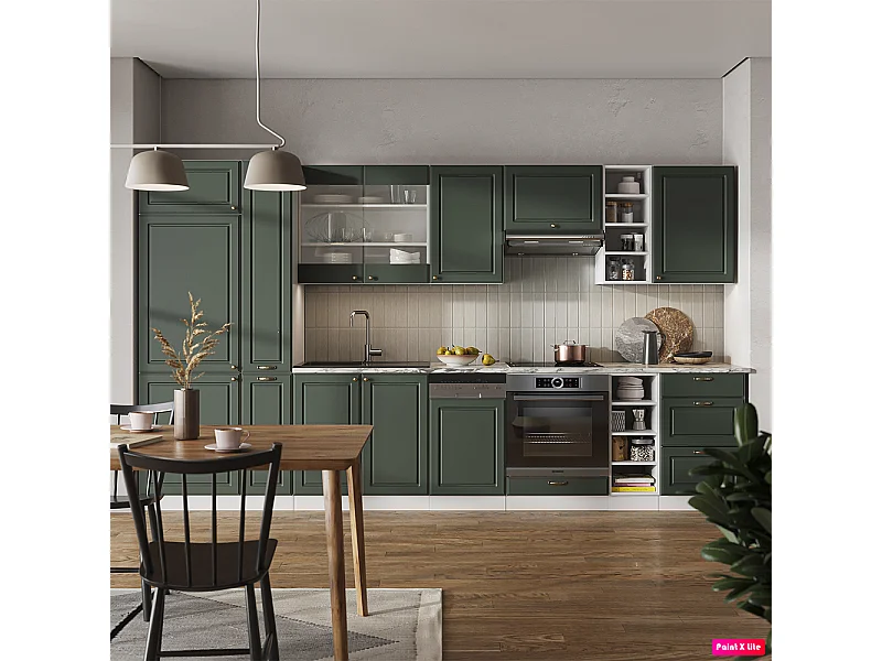 Cuisine vert-or landhaus/blanc 355x60x81.6 fame-line