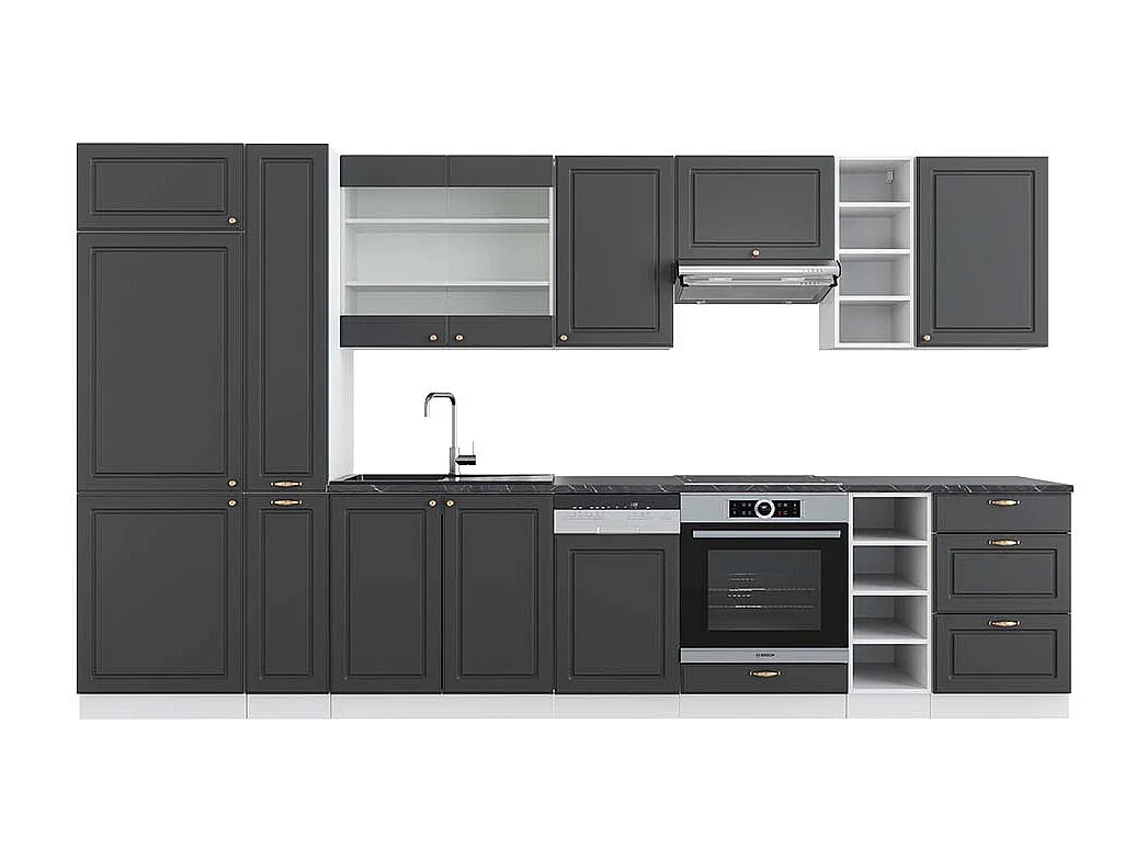 Mueble de cocina antracita-oro/blanco 355x60x81.6 fame-line