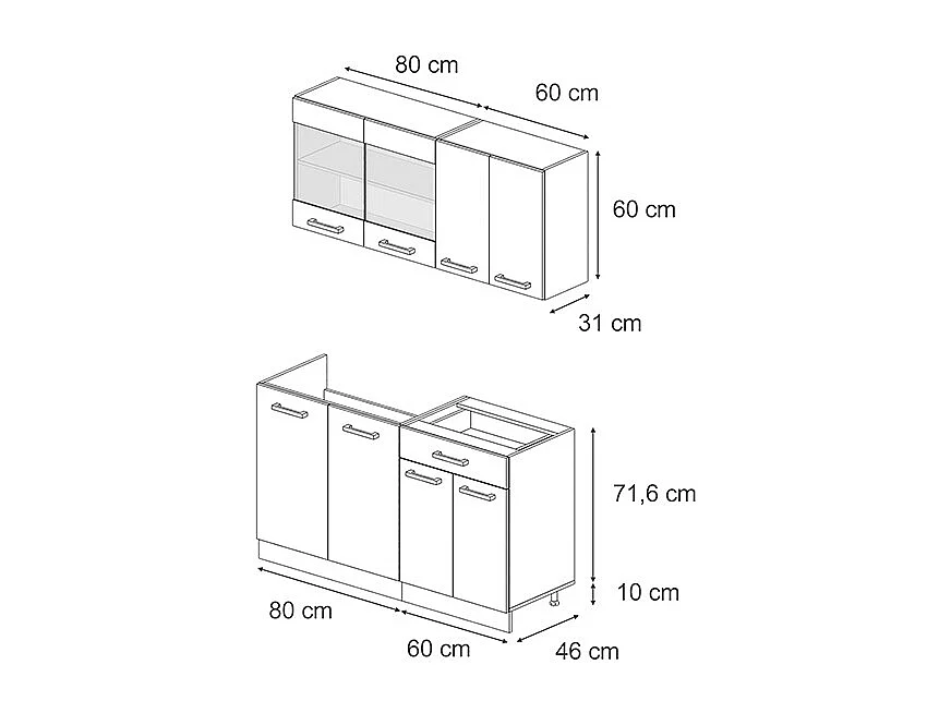 Cuisine rouge brillant/anthracite 140x46x81.6 r-line