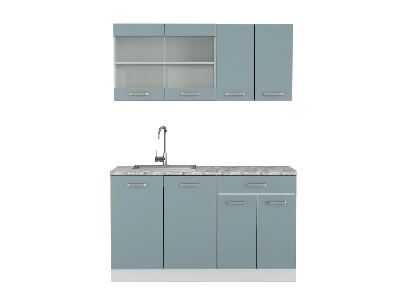 Cuisine bleu-gris 140x60x81.6 r-line