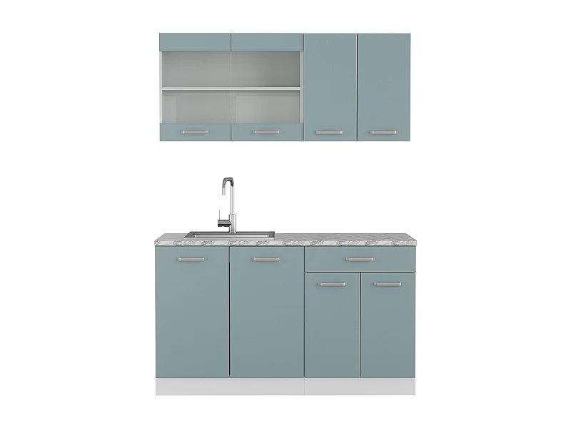 Cuisine bleu-gris 140x60x81.6 r-line