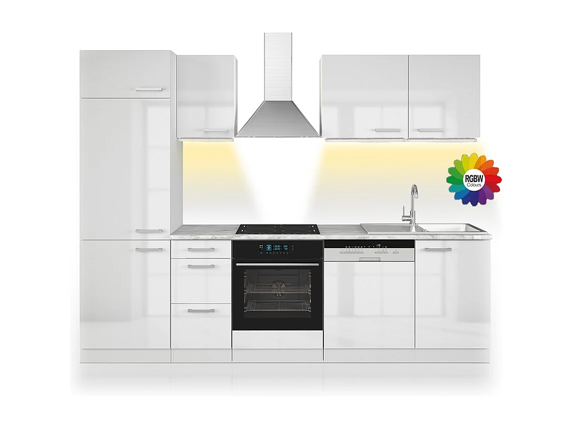 Zabudowa kuchenna biały wysoki połysk/biały 270x46x81.6 optima