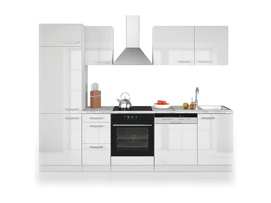 Zabudowa kuchenna biały wysoki połysk/biały 270x46x81.6 optima