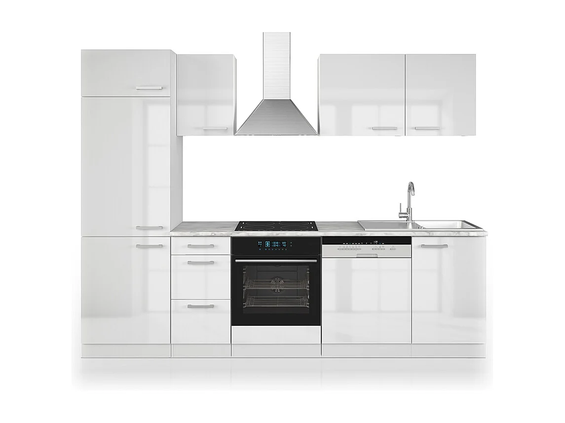 Zabudowa kuchenna biały wysoki połysk/biały 270x46x81.6 optima