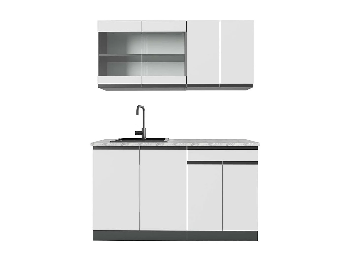 Cuisine blanc/anthracite 140x60x81.6 r-line