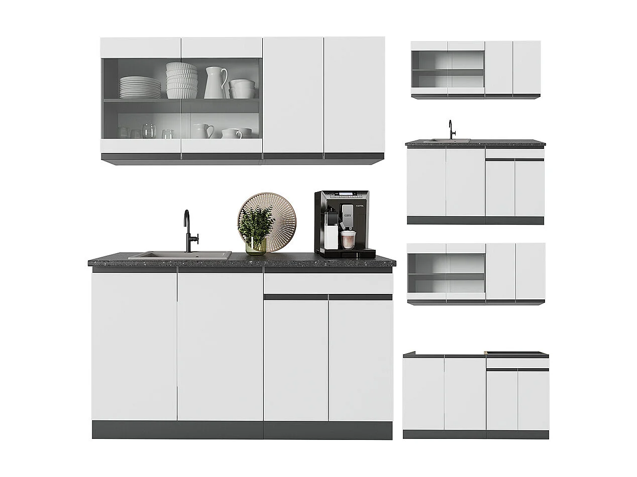 Cuisine blanc/anthracite 140x60x81.6 r-line