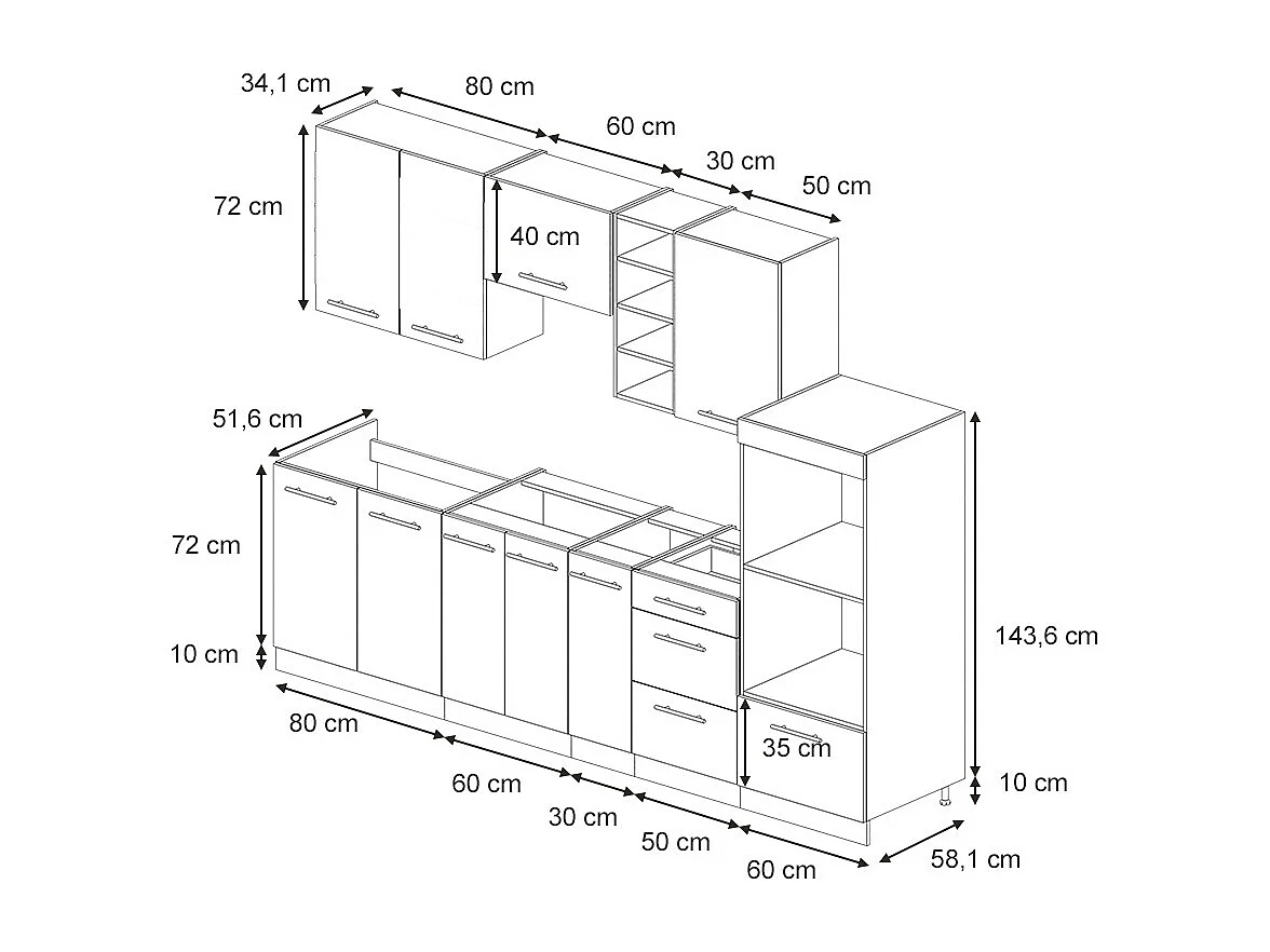 Cuisine grisbeige/chêne doré 280x46x81.6 fame-line