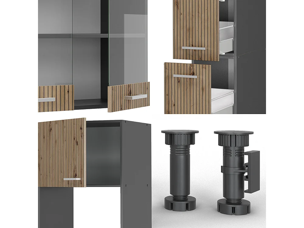 Cuisine  chêne artisan/anthracite 350x60x81.6 r-line