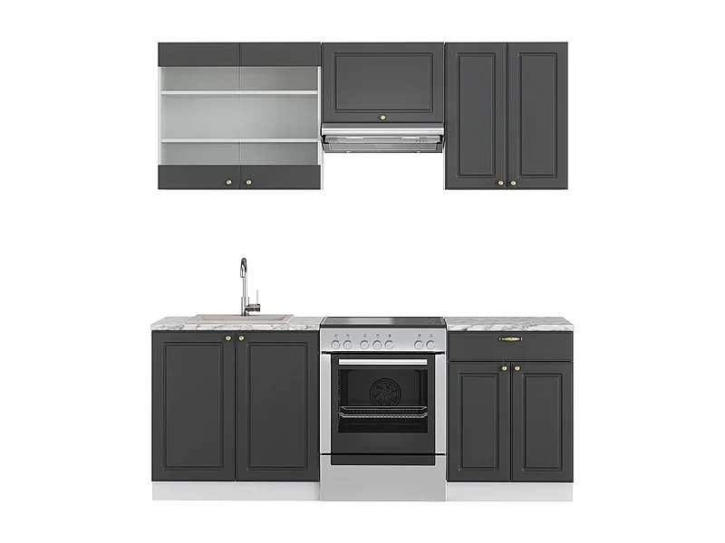 Mueble de cocina antracita-oro/blanco 200x60x81.6 fame-line