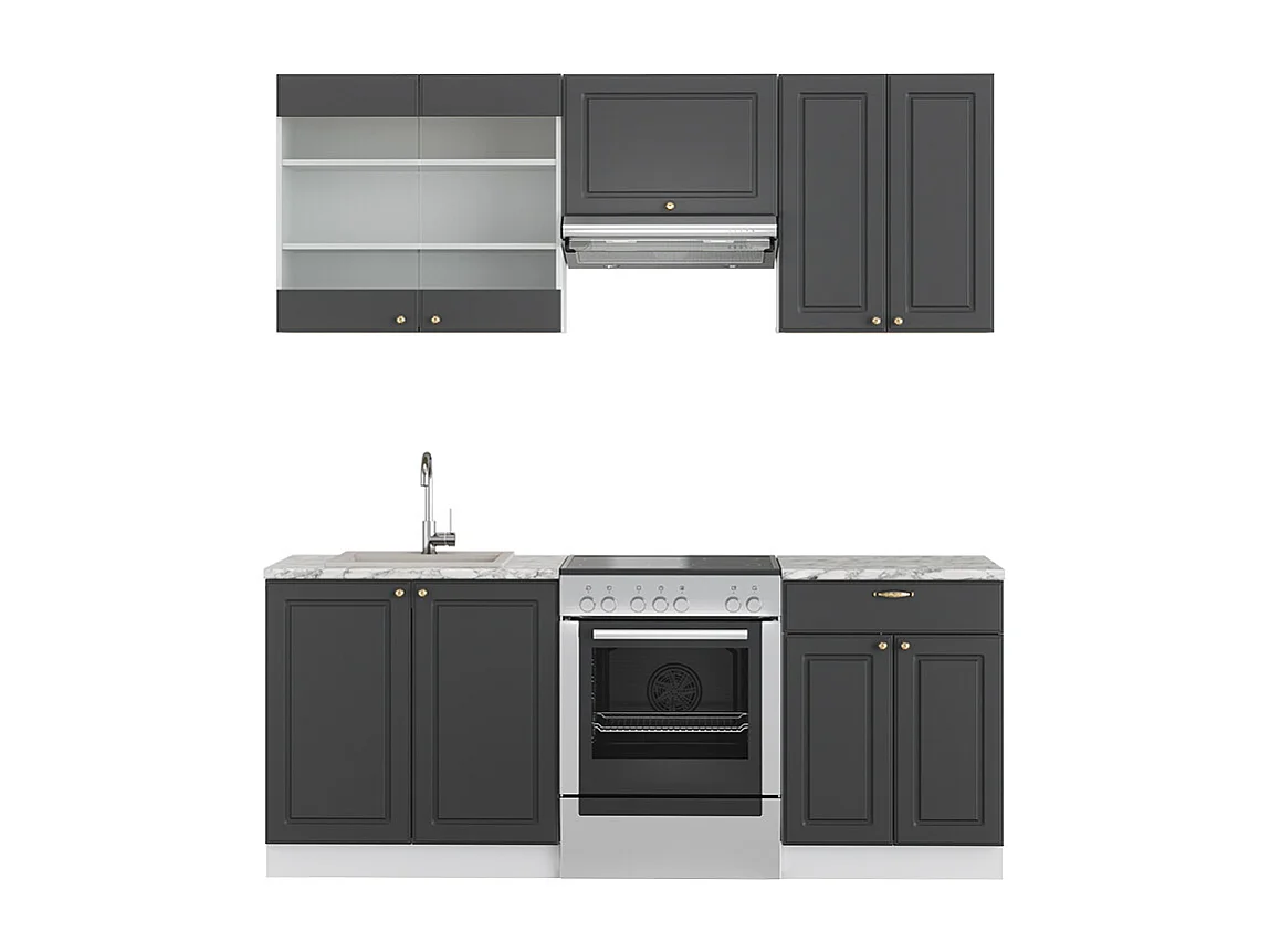 Cucina componibile antracite-oro/bianco 200x60x81.6 fame-line