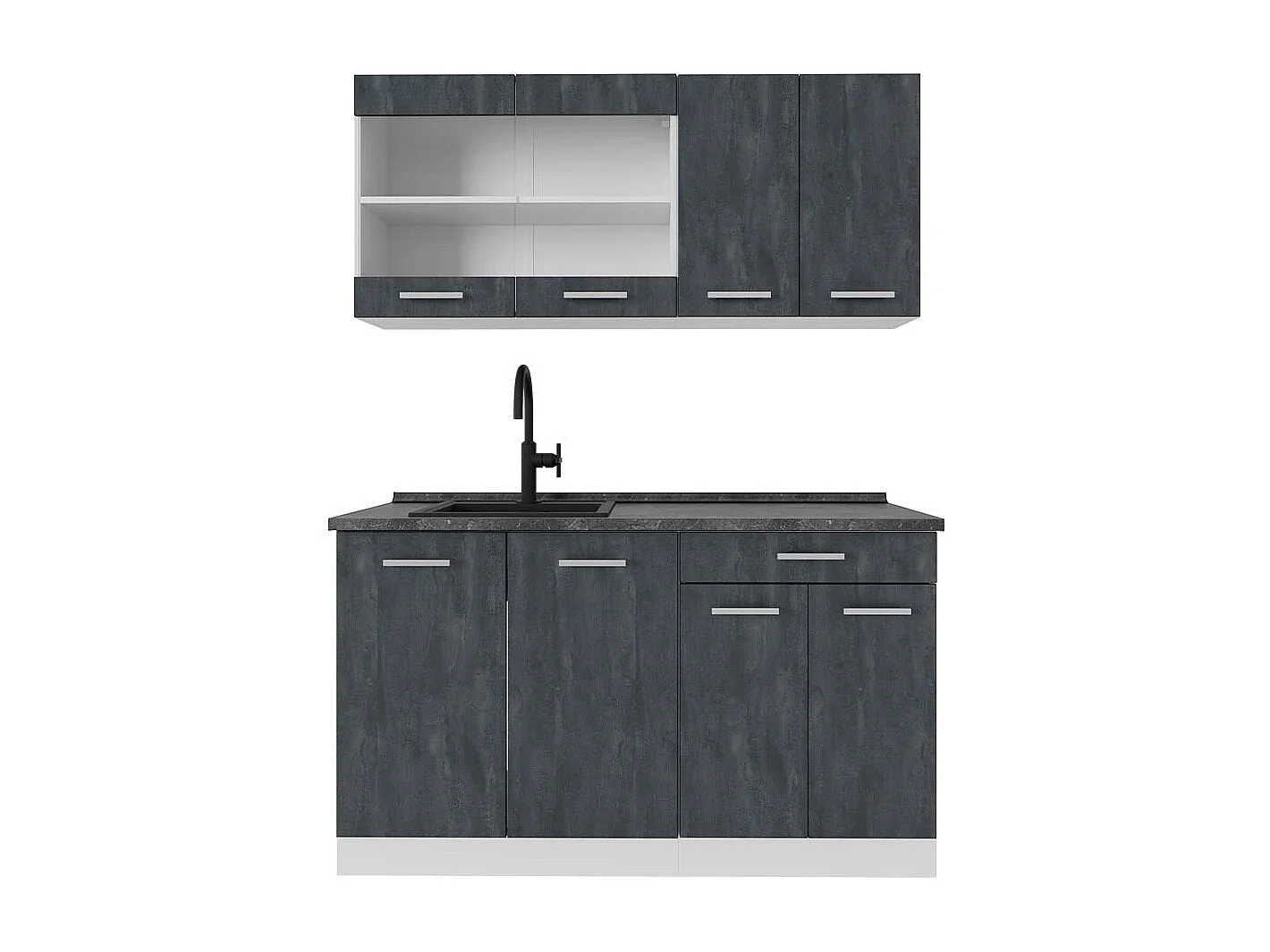 Cuisine noir béton/blanc 140x60x81.6 r-line