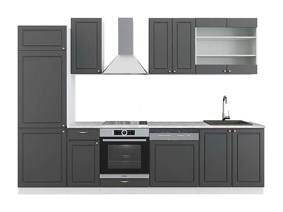 Cucina componibile antracite-oro/bianco 300x60x81.6 fame-line