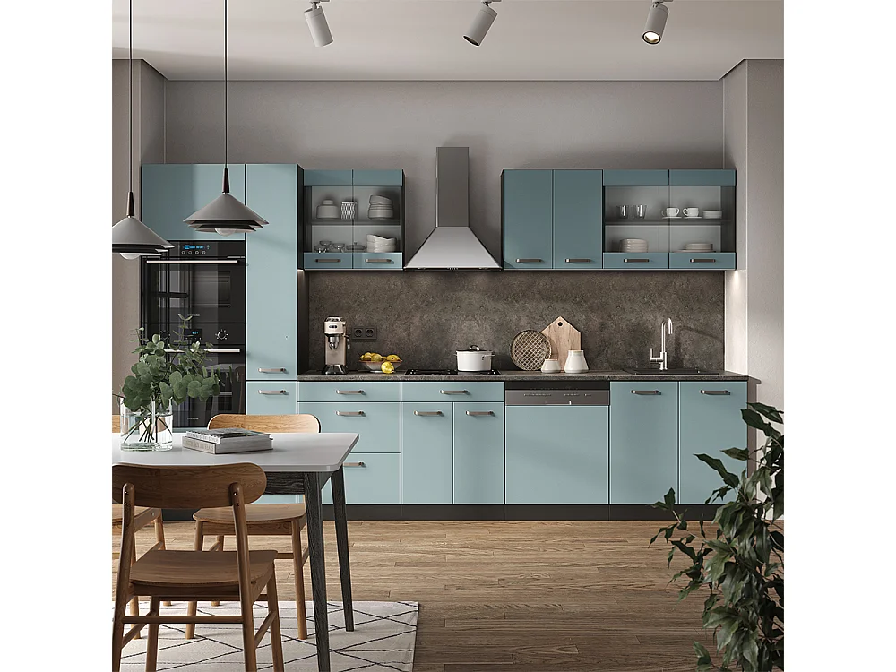 Cucina componibile blu-grigio/antracite 350x46x81.6 r-line