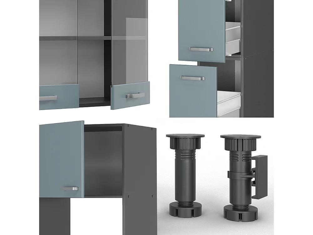 Cucina componibile blu-grigio/antracite 350x46x81.6 r-line