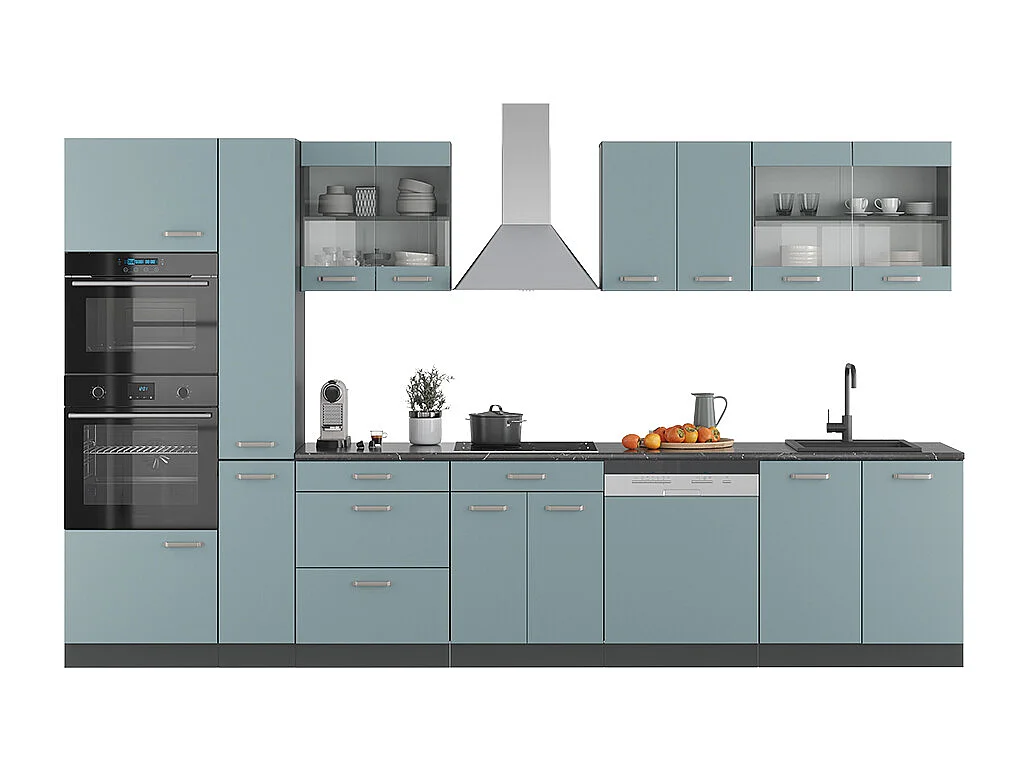 Cucina componibile blu-grigio/antracite 350x46x81.6 r-line