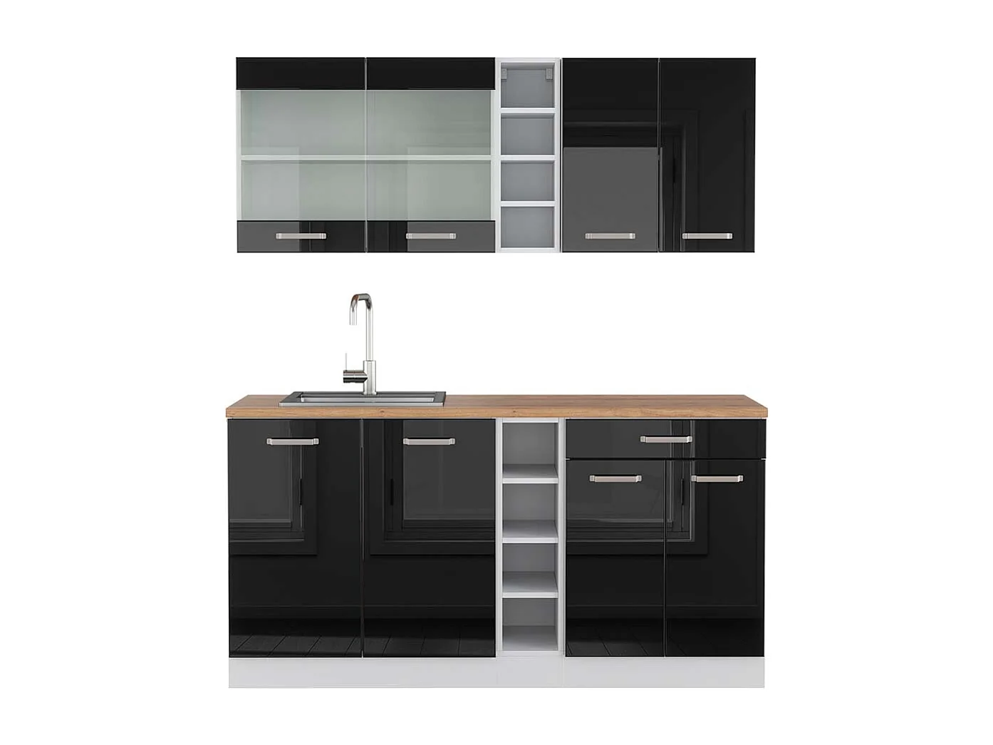 Cuisine noir brillant/blanc 160x60x81.6 r-line