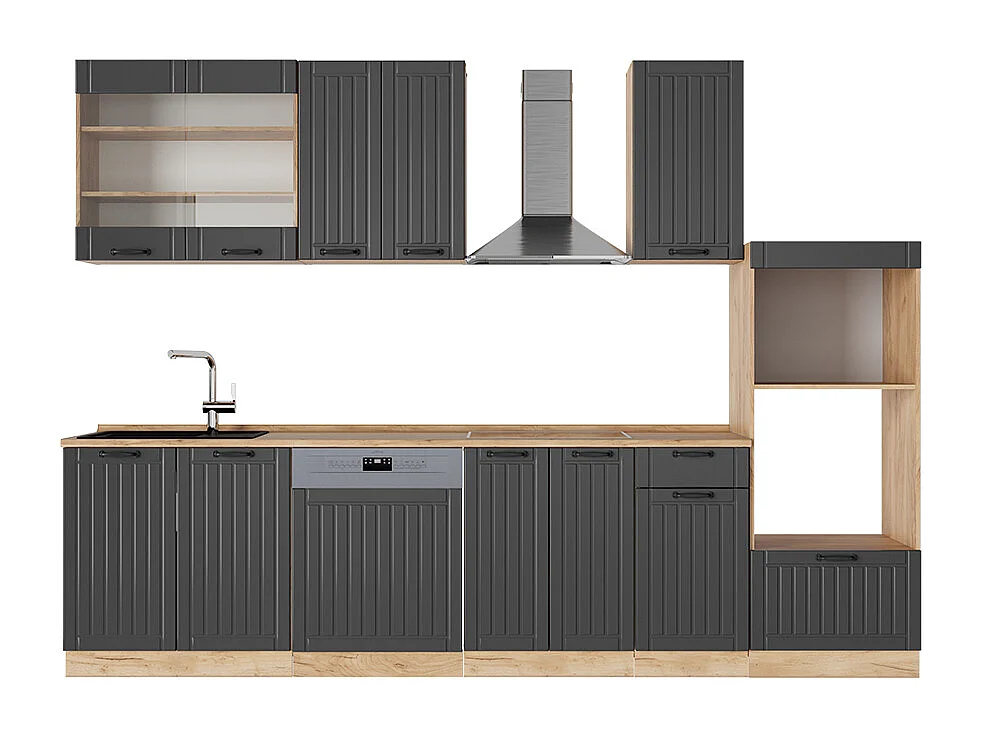 Cuisine gris foncé 300x60x81.6 fame-line