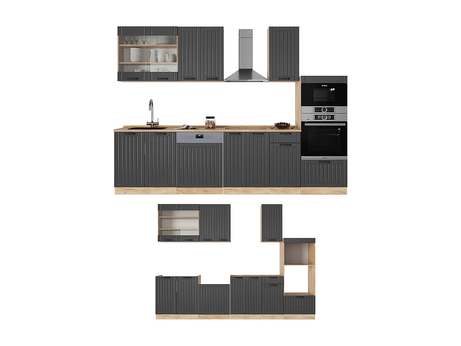 Cuisine gris foncé 300x60x81.6 fame-line