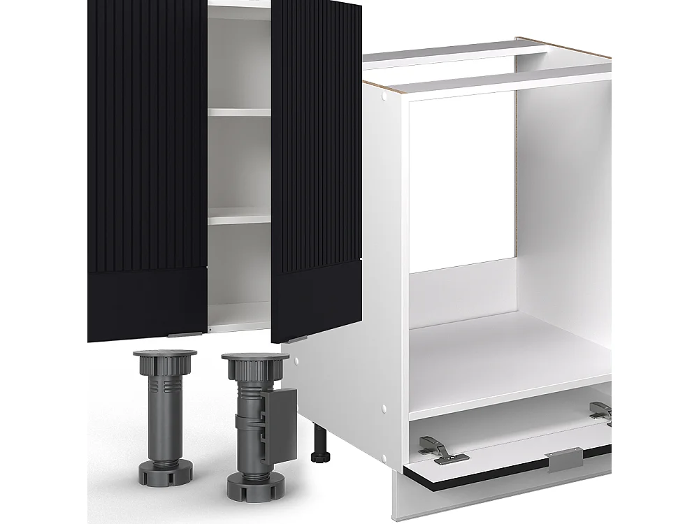 Cuisine noir rayé/blanc 300x46x81.6 fame-line