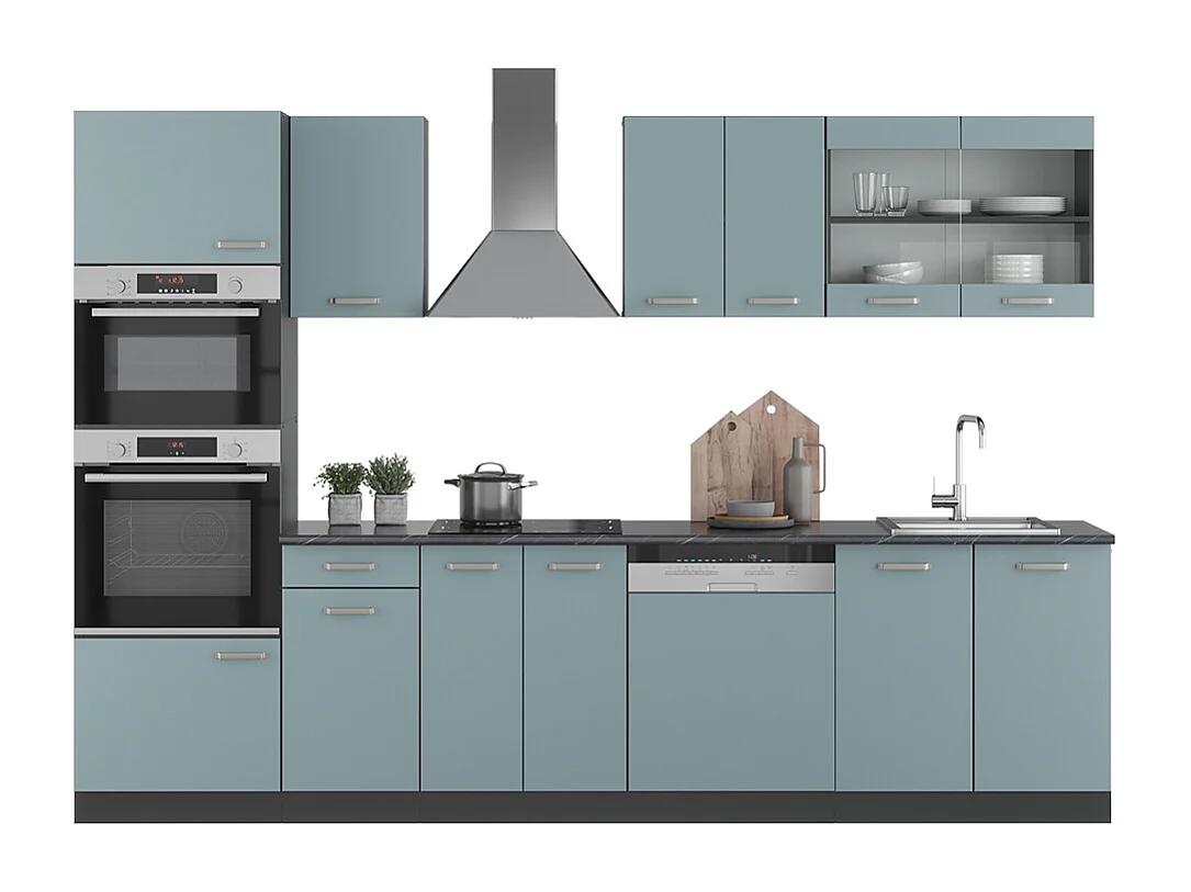 Mueble de cocina gris azulado/antracita 300x46x81.6 r-line