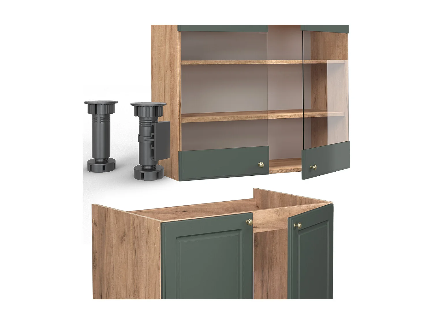 Mueble de cocina green-gold country/gold power roble 235x60x81.6 fame-line