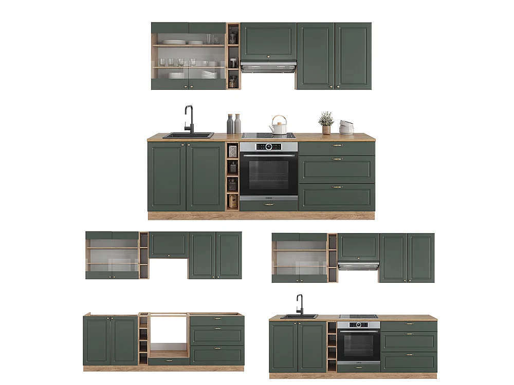 Pentry grönguld lantgård/goldkraft ek 235x60x81.6 fame-line