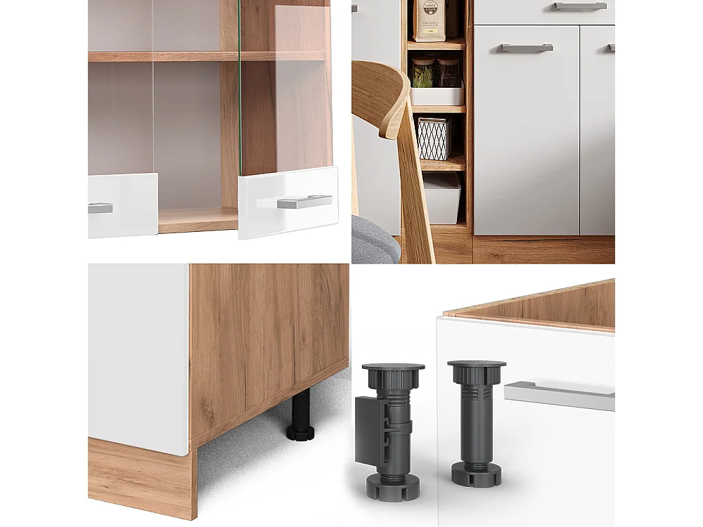 Cuisine blanc brillant/chêne doré 160x60x81.6 r-line