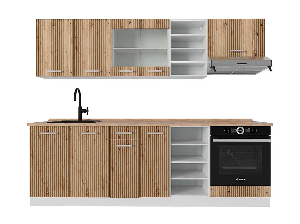 Cuisine artisan chêne/blanc 240x60x81.6 r-line