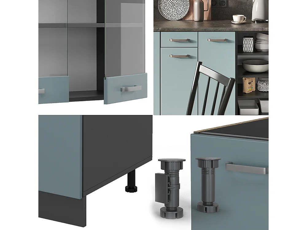 Mueble de cocina gris azulado/antracita 240x60x81.6 r-line