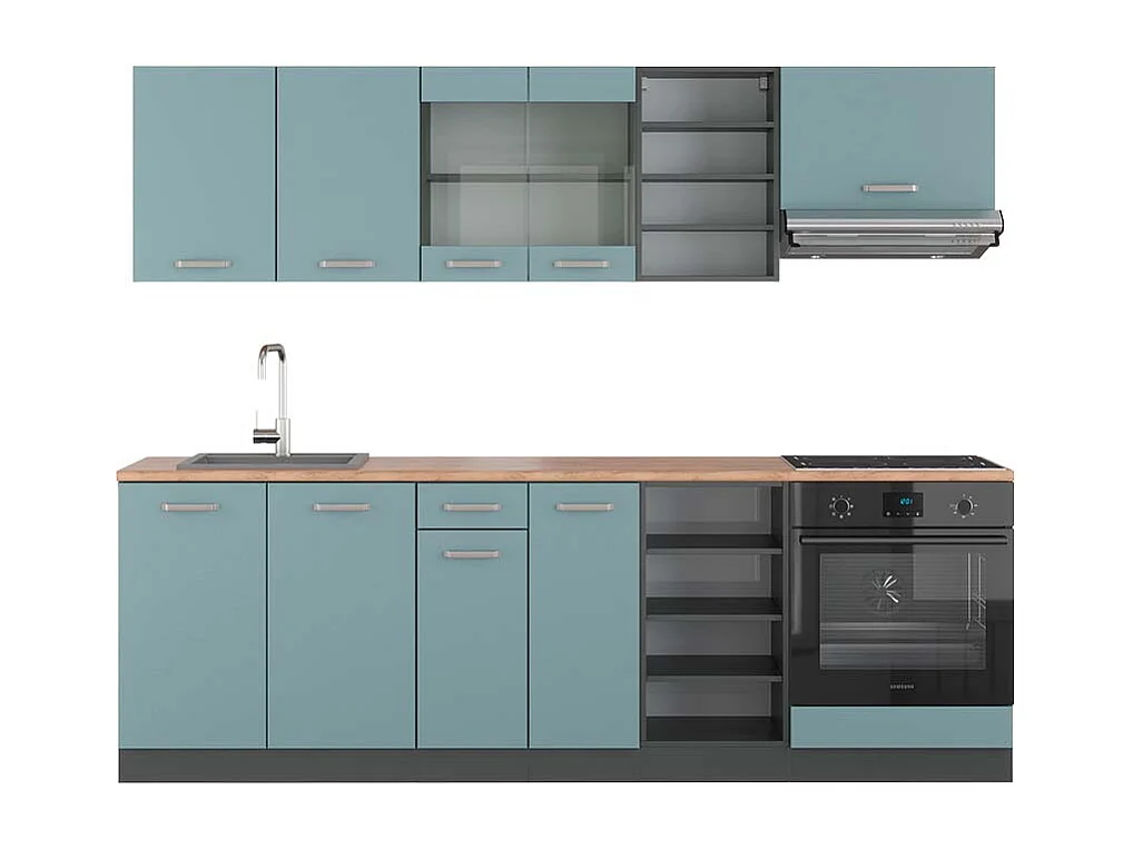 Cuisine bleu-gris/anthracite 240x60x81.6 r-line