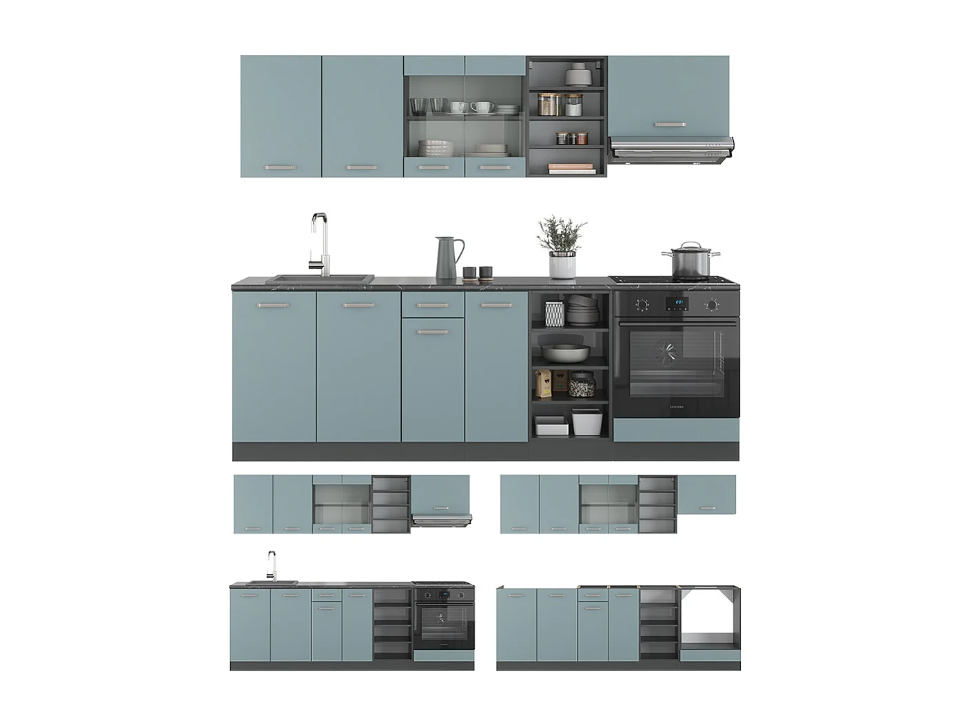 Cuisine bleu-gris/anthracite 240x60x81.6 r-line