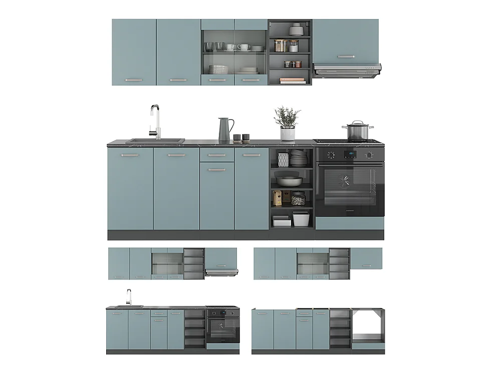 Cuisine bleu-gris/anthracite 240x60x81.6 r-line