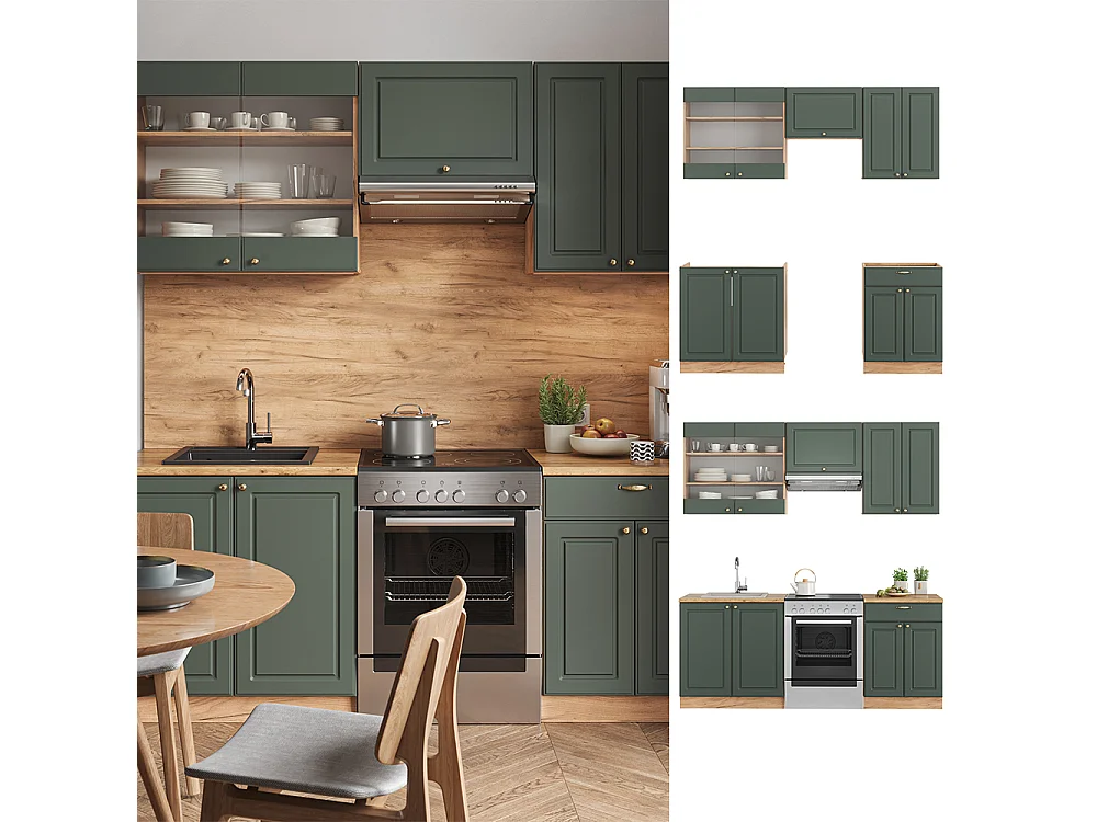 Mueble de cocina green-gold country/gold power roble 200x46x81.6 fame-line