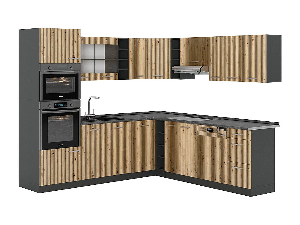 Kuchnia narożna artisan dąb/antracyt 247x60x81.6 r-line