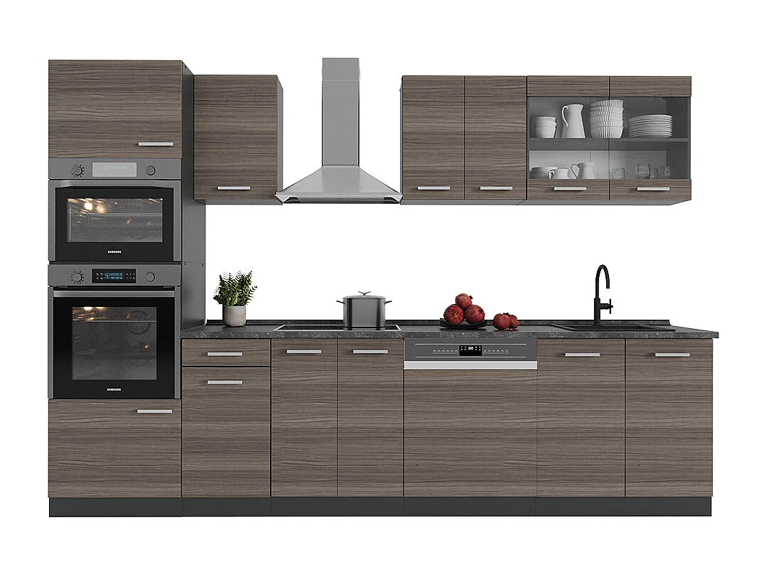 Mueble de cocina gris noble/antracita 300x46x81.6 r-line