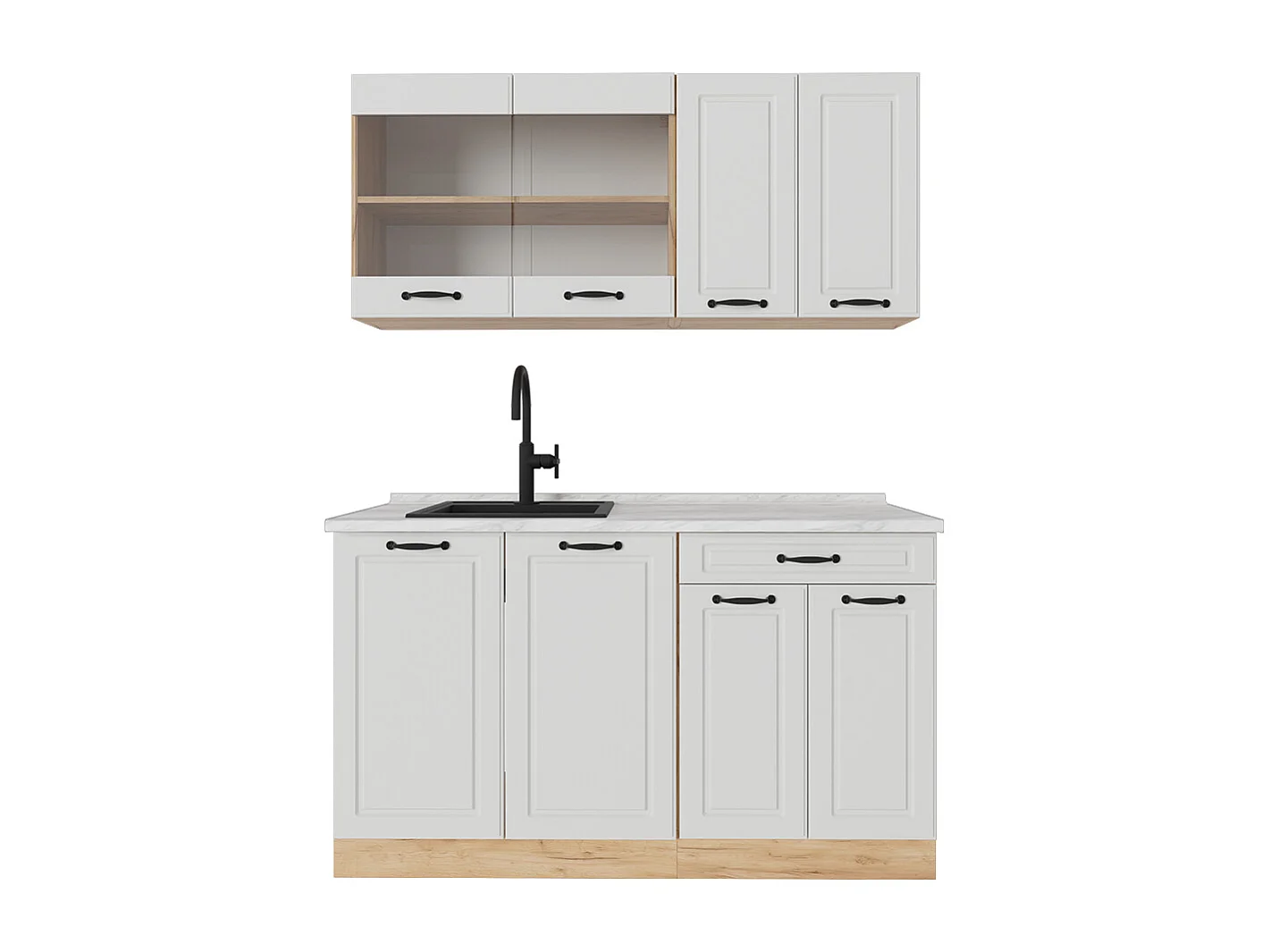 Cuisine blanc campagnard/chêne doré 140x60x81.6 r-line