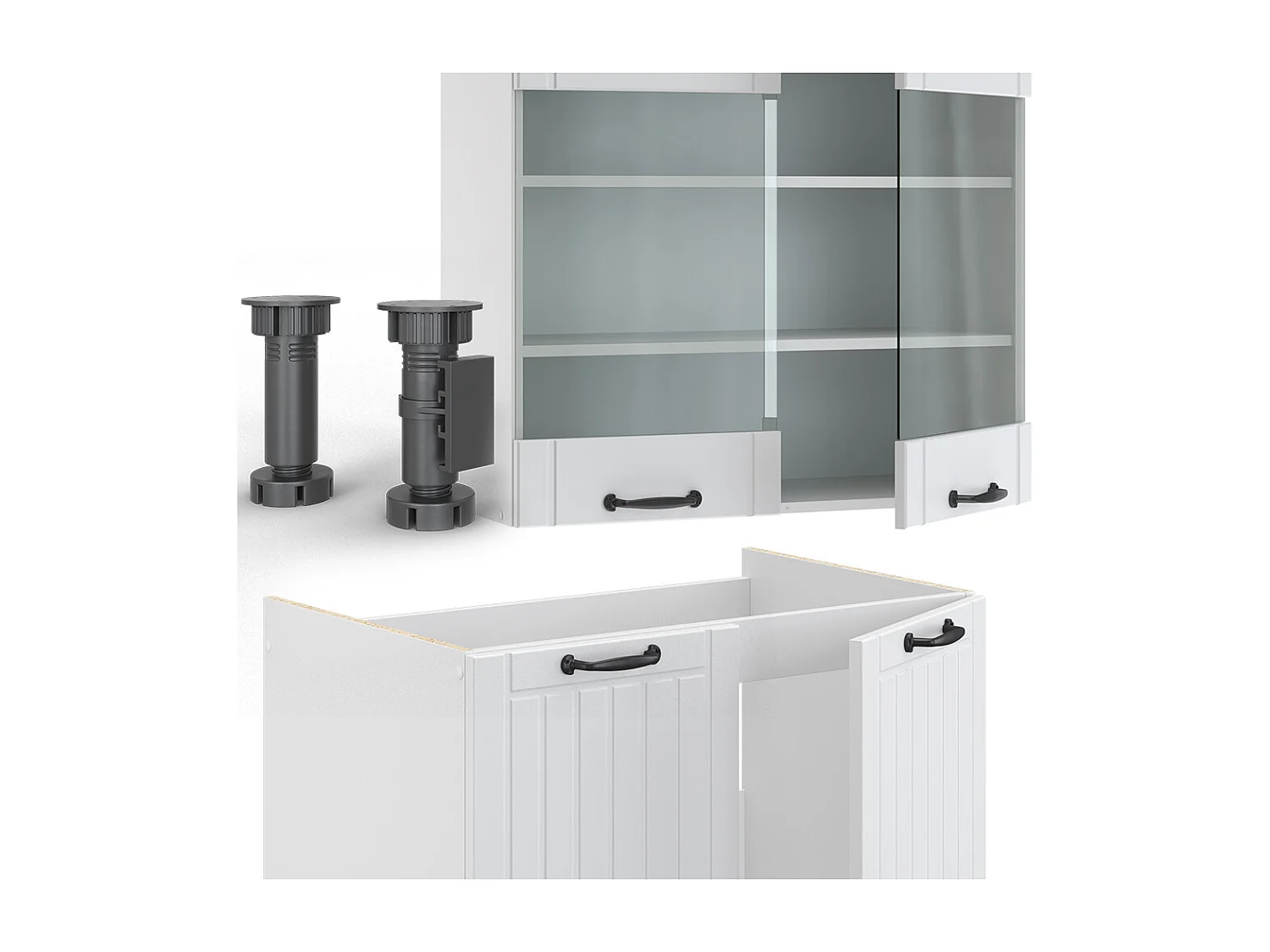 Køkkenrække hvidt landsted/hvid 240x60x81.6 fame-line