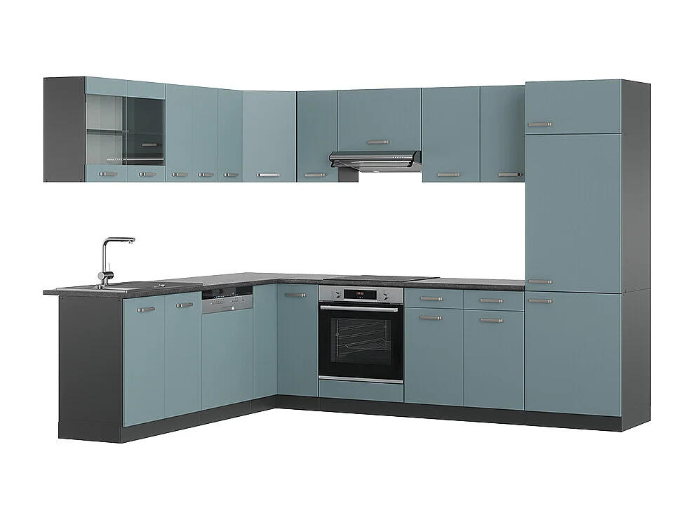 Cuisine en angle bleu-gris/anthracite 287x46x81.6 r-line
