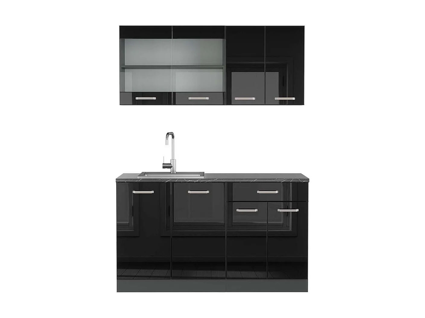 Cuisine noir brillant/anthracite 140x60x81.6 r-line