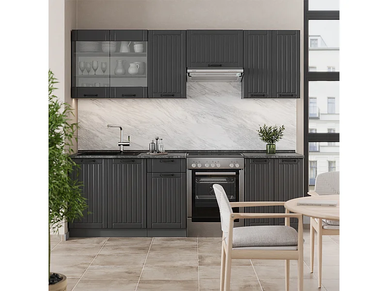 Mueble de cocina gris oscuro 240x60x81.6 fame-line