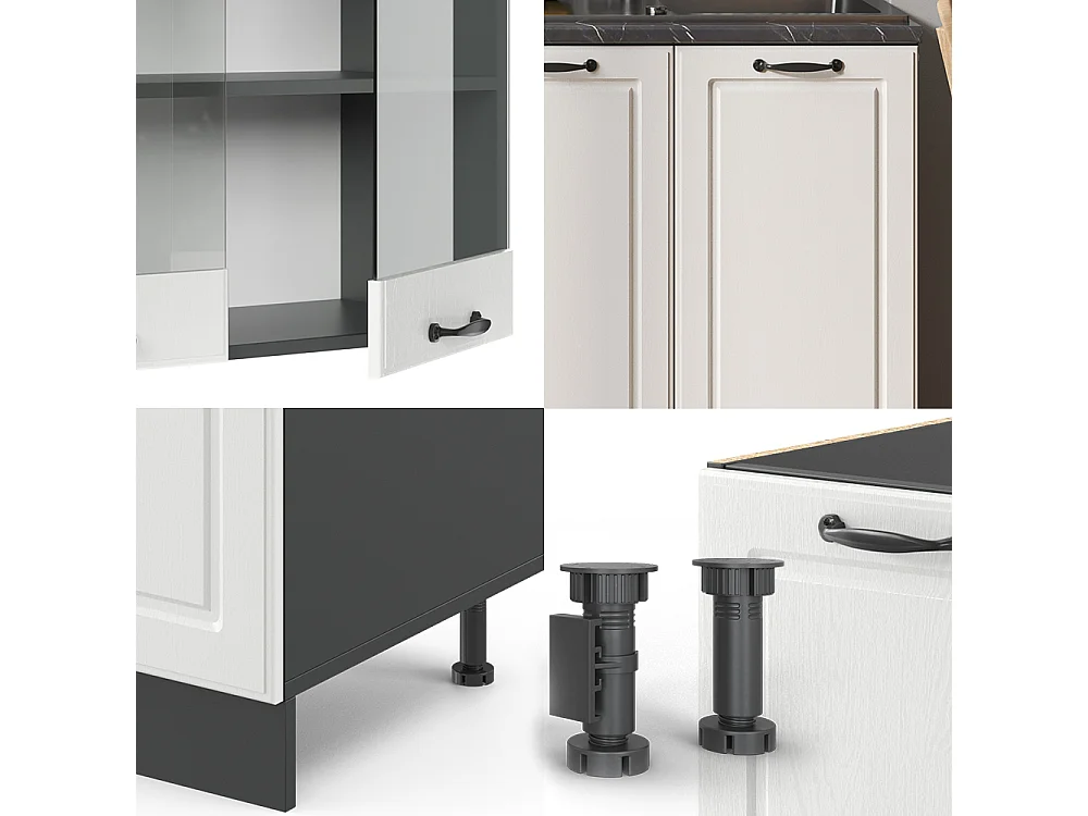 Cuisine blanc cottage/anthracite 140x60x81.6 r-line